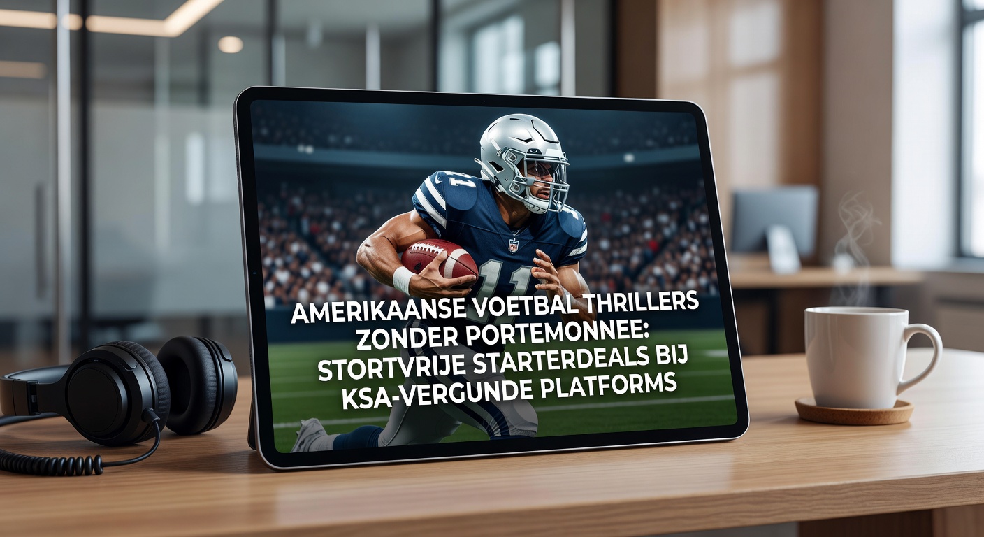 Spannende NFL-wedstrijd met touchdowns en cheering fans, illustrerend stortvrije weddenschappen op Amerikaanse voetbal bij legale Nederlandse platforms