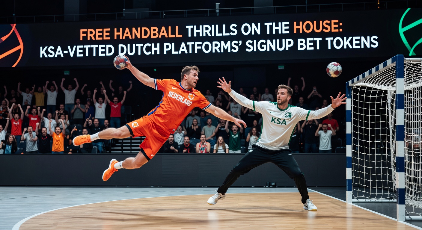 Overzicht van een Nederlands handbalweddenschapsscherm met no-deposit token in actie, inclusief odds en live stats