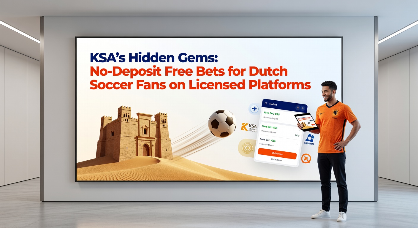 Voetbalstadion met KSA-logo en gratis weddenschap icons, symboliserend veilige promoties voor Nederlandse fans