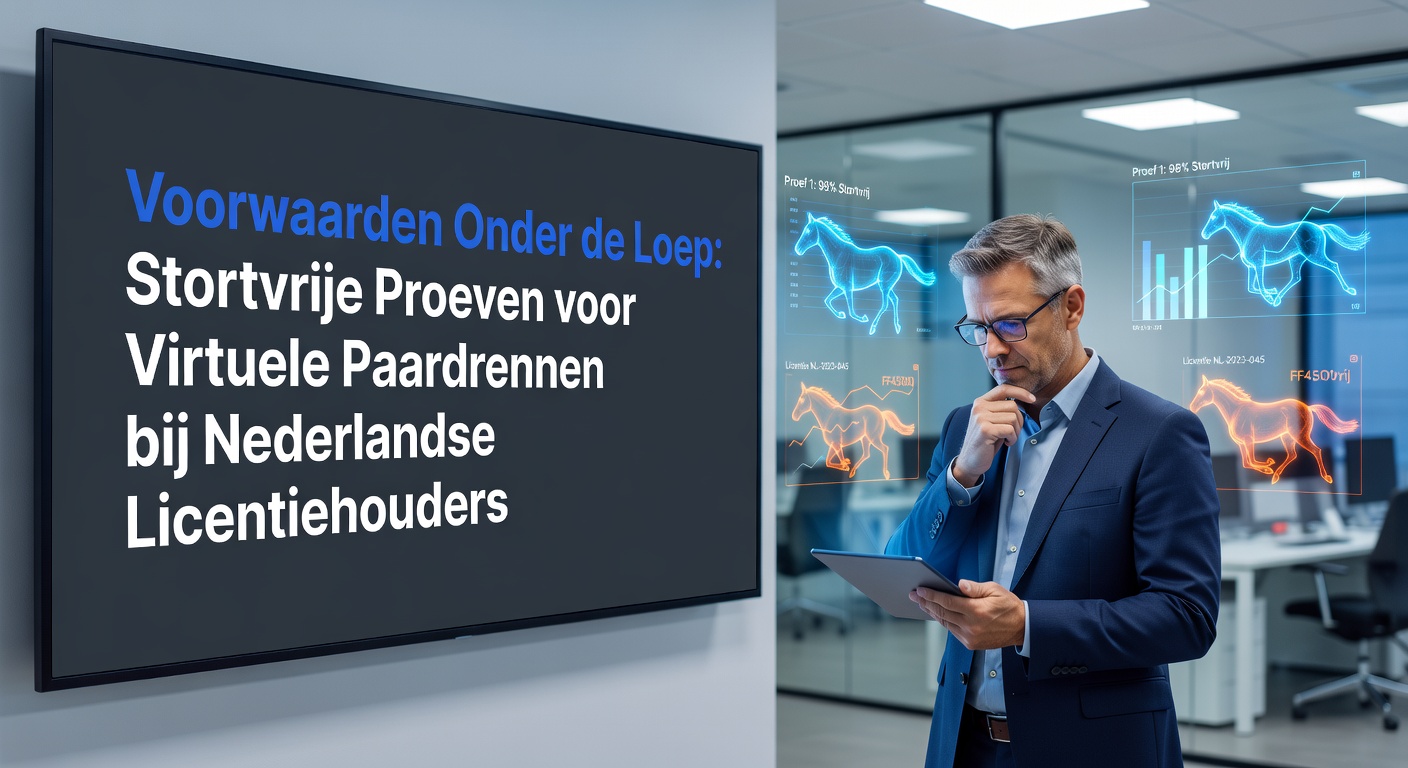 Schermafbeelding van een virtuele paardenrace op een Nederlands wedplatform, met paarden die over de finish sprinten