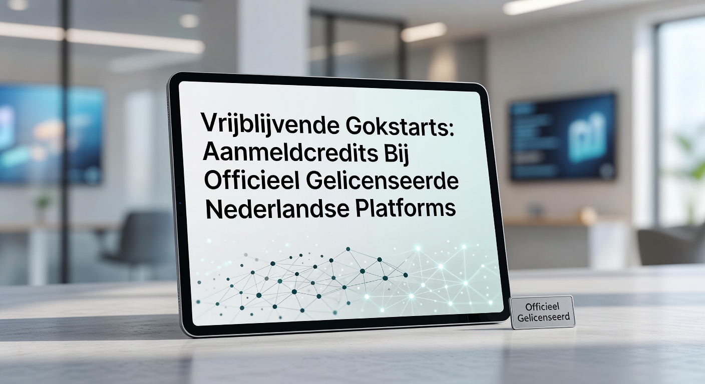 Overzicht van een Nederlands gelicenseerd gokplatform met aanmeldcredits in actie, inclusief mobiele app en promotiebanner